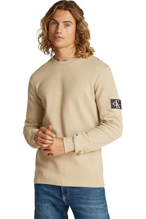 Calvin Klein Herren Badge Waffle Ls Tee J30j323485 L/S T-Shirt, , M