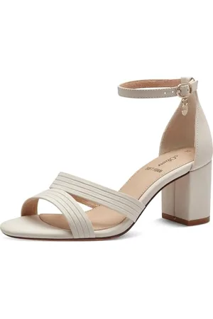 QS by s.Oliver Damen Sandalen mit Absatz mit verstellbarem Riemchen Elegant, (Cream), 41