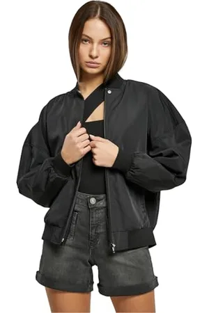 Urban classics Damen TB5488-Ladies Recycled Oversized Light Bomber Jacket Jacke, Black, 4XL