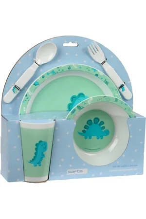Safta Preescolar Dino, Set aus Tellern und Besteck, Teller, Besteck, Baby, Einweihung, Mahlzeiten, bequem und vielseitig, 26 x 9 x 26 cm, , M, Casual