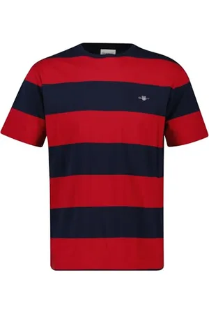 GANT Herren T-Shirt gestreift - BAR STRIPE T-SHIRT, Rundhals, Kurzarm, Baumwolle Rot 4XL