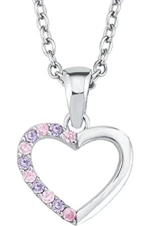 Prinzessin Lillifee Kinder-Kette Mädchen mit Anhänger Herz 925 Silber Zirkonia rosa längenverstellbar