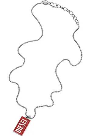 Diesel Halskette Für Männer Einzelne Dogtags, Länge: 550-600mm, Breite: 14.8mm, Höhe: 26mm Silberne Edelstahl-Halskette, DX1368040