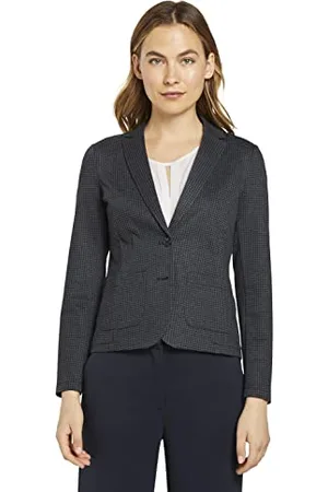 TOM TAILOR Damen Slim Fit Blazer mit Hahnentritt-Muster 1021204, , XL