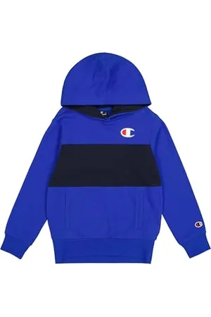 Champion Legacy Retro Sport B (306849) – Ultraleichter, weicher, kompakter Fleece-Farbblock-Hoodie, Deep Blue/Navy (BAI/NNY), 11–12 Jahre (L), Jungen FW24