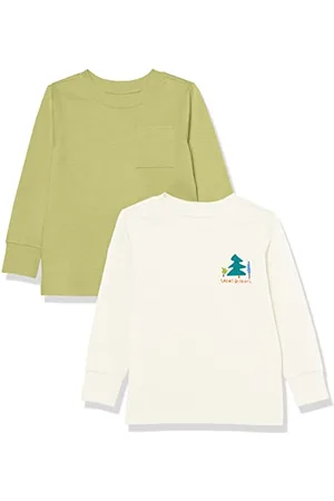 Amazon Unisex Kinder Langarm-T-Shirt mit Rippbündchen, 2er-Pack, , 2 Jahre