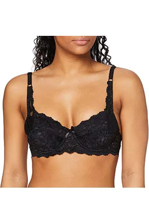 FM London Spitzen-BH für Damen, Push-up, gepolstert, mit Bügeln, großes Körbchen, ,75DD /34DD