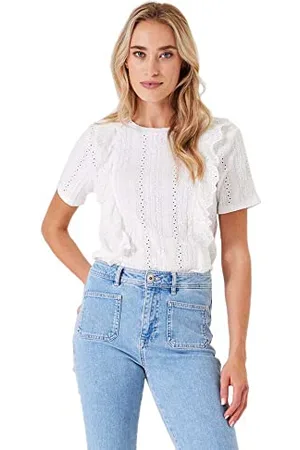 Garcia Damen Short Sleeve T-Shirt, Off White, M