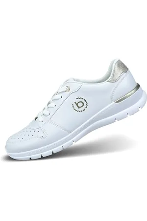 Bugatti Damen-Sneaker mit Perforationen für Luftzirkulation, metallischen Akzenten, leichtem Design und stilvollem Komfort für den Alltag. weiß/Metallics 37 EU