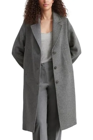 Marc O’ Polo Marc OߴPolo Damen Mantel mit Reverskragen knielang, Grau (Medium Stone Melange), 34