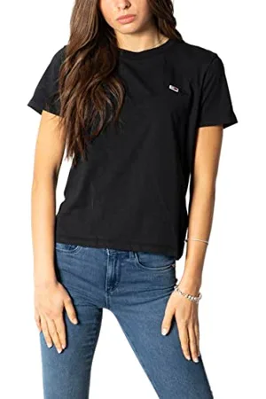 Tommy Hilfiger Tjw Regular Jersey C Neck Kurzarm Strickoberteile, Damen, (Black), S