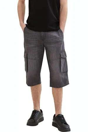 TOM TAILOR Herren Morris Overknee Cargo Shorts, used dark stone grey denim, 31