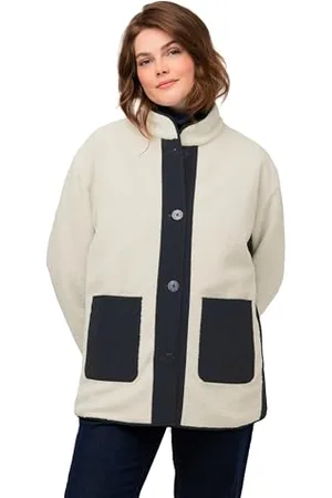 Ulla Popken Damen Reversible Jacket with Fake Shearling fur Jacken, , 50-52