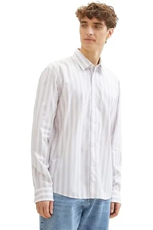TOM TAILOR Herren Relaxed Fit Popeline Hemd mit Streifen, , L