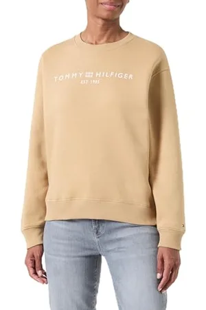 Tommy Hilfiger Damen Sweatshirt ohne Kapuze, Grün (Classic Khaki), S