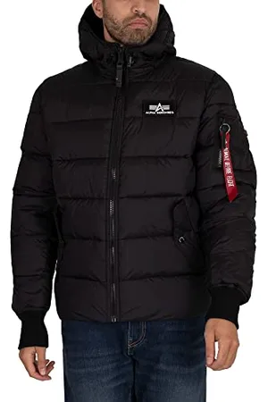 Alpha Industries Herren Hooded Puffer Alpha FD Damen Winterjacke, Black, XL