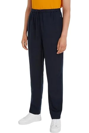 Tommy Hilfiger Damen Stoffhose Casual Linen Pull On Pant Tapered Fit, , 34