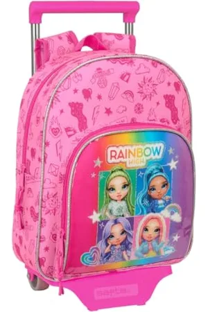 Safta Rainbow HIGH Shine Kinderrucksack mit Trolley 705, ideal für Kinder verschiedener Altersgruppen, bequem und vielseitig, Qualität und Widerstandsfähigkeit, 28 x 10 x 34 cm, , M, Casual