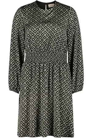 Cartoon Damen Wickelkleid mit Muster Khaki/Schwarz,44