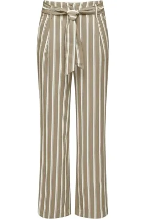 ONLY Damen Onllowa Hw Belt Stripe Pant Cc TLR Hose, Silver Mink, 36W / 32L EU