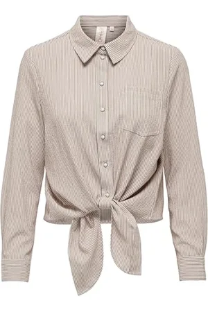 ONLY Damen Onllecey Ls Knot Shirt Noos WVN, Toasted Coconut, S