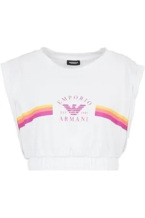 Emporio Armani Woman Logo Band Crop Top , 100% Baumwolle, Modern, , Crop Top, Haken