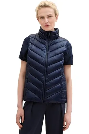 TOM TAILOR Damen 1041486 Weste mit Stehkragen, 10668-Sky Captain Blue, S