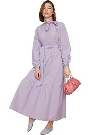 Trendyol Damen Frauen Design Maxi Skater Regular Woven Modest Kleid, , 40