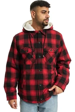 Brandit Lumber Jacket Hooded, Farbe: red/black, Größe: M