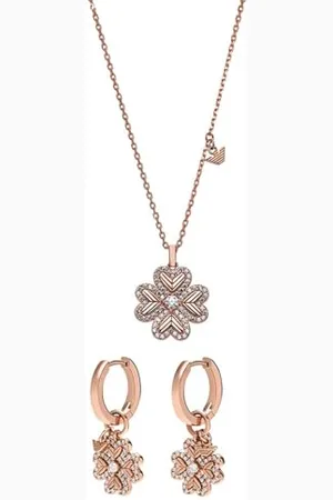 Emporio Armani Damen Halskette und Ohrringe aus roségoldfarbenem Sterlingsilber, Set