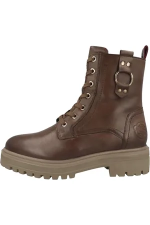 QS by s.Oliver Damen Schnürstiefel ohne Absatz aus Leder mit Reißverschluss, Braun (Cappuccino), 38 EU