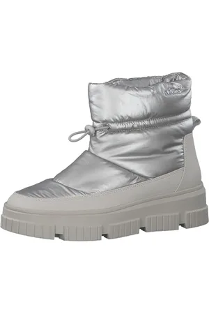 QS by s.Oliver Damen Winterstiefeletten ohne Absatz Gefüttert Plateau Vegan Gold , 41