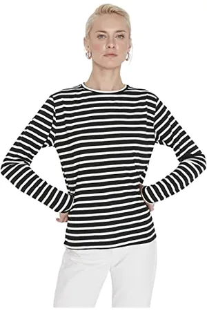 Trendyol Damen Gerade Lange Ärmel Regulär Bluse in Plus Size Blouse, , 42 Größen