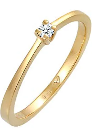 Elli DIAMONDS Ring Damen Solitär Verlobung mit Diamant (0.11 ct.) in 585 Gelbgold