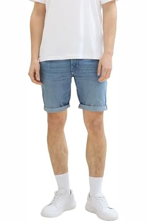 TOM TAILOR Herren Regular Fit Jeans Bermuda Shorts mit Stretch, Used Light Stone Blue Denim, S