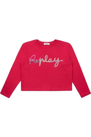 Replay Mädchen Langarmshirt aus Baumwolle mit Logo, (Rosa), 16 Jahre