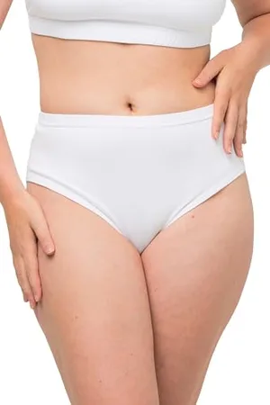 Ulla Popken Damen Slips, 2er-Pack, Uni, Biobaumwolle Slip, , 50-52