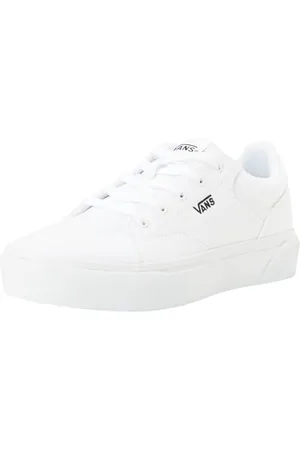 Vans Seldan Platform Sneaker, Canvas White/Black, 31.5 EU