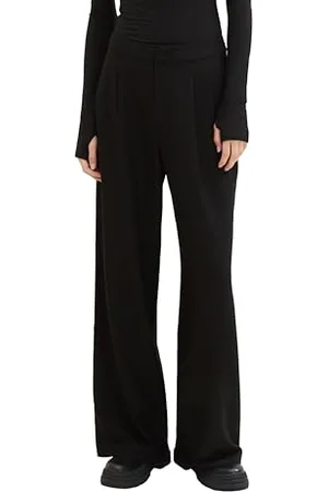 TOM TAILOR Damen Basic Wide Leg Hose , deep black, XS