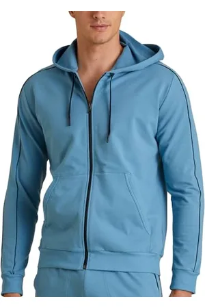 Calida RMX Lounge Jacke mit Kapuze Herren, durchgänginger Reißverschluss und seitliche Taschen