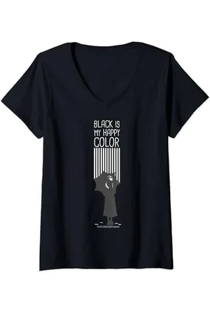 Wednesday Black Is My Happy Color Quote T-Shirt mit V-Ausschnitt
