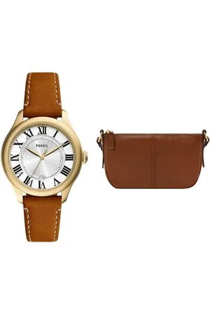 Fossil Damen Gilmore Braune Leder Uhr und Jolie Tasche Braun, Set