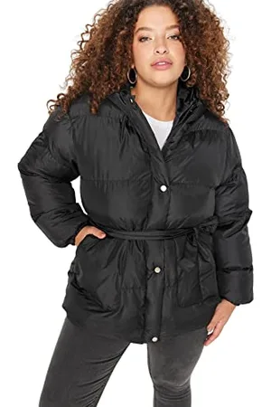 Trendyol Damen Damen Große Größen Slim Puffer Plain Webstoff Große Größen in Winterjacke Coat, , 46 EU