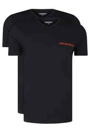 Emporio Armani Herren Core Logoband V-Neck 2er-Pack T-Shirt, schwarz/schwarz, S