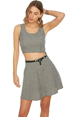 Trendyol Damen Plaid Gofre Gewebt Getreidebluse Blouse, , 36 EU