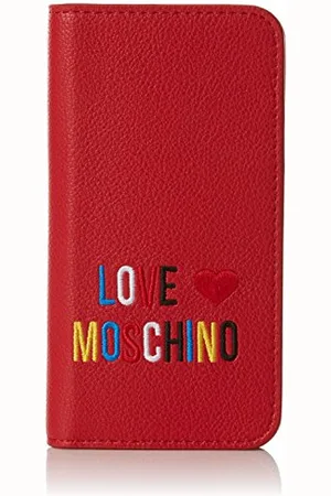 Moschino Damen Portacel.Small Grain PVC Rosso Clutch, , 2 x 14 x 7 cm