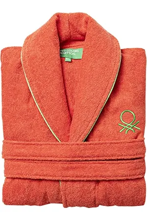 Benetton . Unisex Bathrobe L/XL 360GSM 100% Cotton RED Rainbow BE Bademäntel