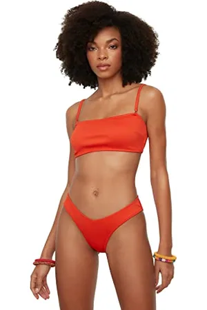 Trendyol Damen Textured V-neck Bikini Bottoms, , 36 EU