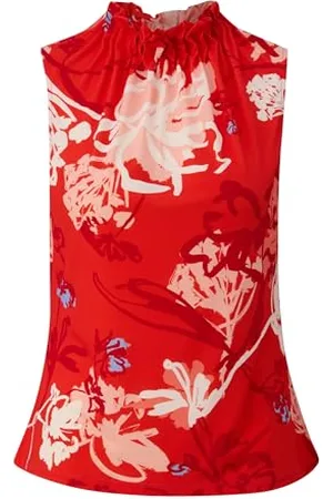 QS by s.Oliver Damen 2142918 Jerseybluse ärmellos mit Allover Print, , 34