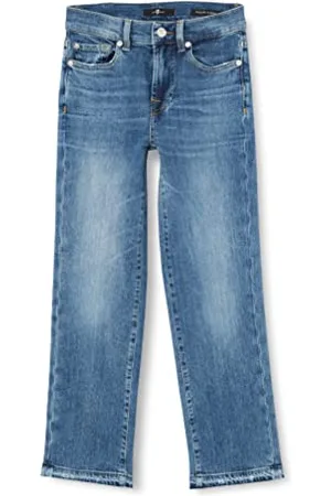 7 for all Mankind Damen De Rechte Crop Slim Illusie Met Laat Down Hem Jeans, , 31W / 31L EU